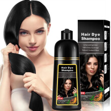 Natural Black Hair Shampoo, 3- IN-1 Black Hair Dye Shampoo Hair Color Shampoo for Gray Hair Coverage, Black Hair Nourishing & Darkening for Men