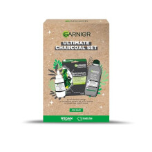 Garnier's Ultimate Charcoal Gift Set for Face, with Serum, Face Mask and Micellar Purifying Jelly Water to Reduce Imperfections, Approved by Cruelty