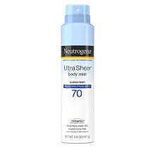 Ultra Sheer Body Mist Sunscreen Spray Broad Spectrum SPF 70, Lightweight, Non-Greasy & Water Resistant, Oil-Free & Non-Comedogenic UVA/UVB Sunscreen