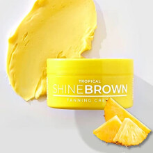 Original Shine Brown Tropical Tanning Cream 150 ml | Moisturizing and Non-Sticky Instant Tanning Jam with Carrot Oil, Cacao & Shea Butter and Vitamin