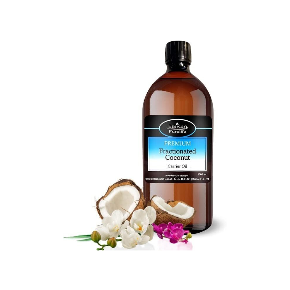 Essican Purelife Fractionated Coconut Oil - Fractionated Coconut Carrier Oil For Essential Oil, Coconut Oil For Skin, Hair Growth & Lip Gloss Use, Coconut Oil For Hair