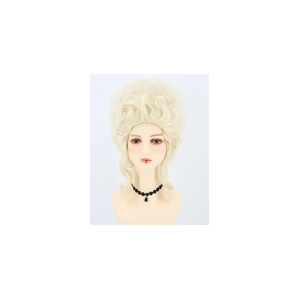 Lemarnia Unisex Cream 18Th Century Queen Wig Honeycomb Wig Curly Wavy Wig Yard Retro Heat Resistant Wig Halloween Costume Wig (Beige)