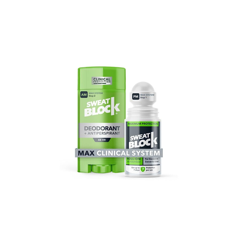 Sweatblock Antiperspirant Deodorant Max Clinical System For Men & Women. Treat Hyperhidrosis - Includes: (1) Driboost [Pm] Maximum Strength Antiperspirant