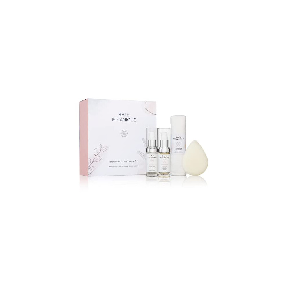 Baie Botanique Rose Renew Double Cleanse Edit. Natural, Vegan, Organic & Luxury Cleansing Skincare Set.