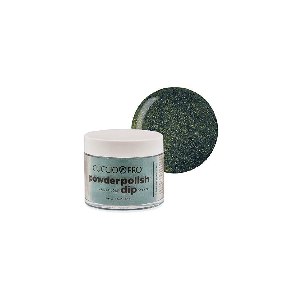 Cuccio Naturale Blue,Green Cuccio Powder Polish - Dip Acrylic Nail Colour Dip System - 45G (1.6 Oz) Dipping Powder - Green Glitter With Blue Undertones