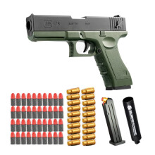 Toy gun with soft bullets, toy gun with ejectable magazine for safety training or play - unique gift (green)