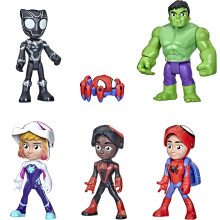 Marvel Spidey and His Amazing Friends Hero Reveal Multipack with Mask-Flip, 4-Inch Action Figures, Ages 3+, Includes Spider-Man Team & Trace-E