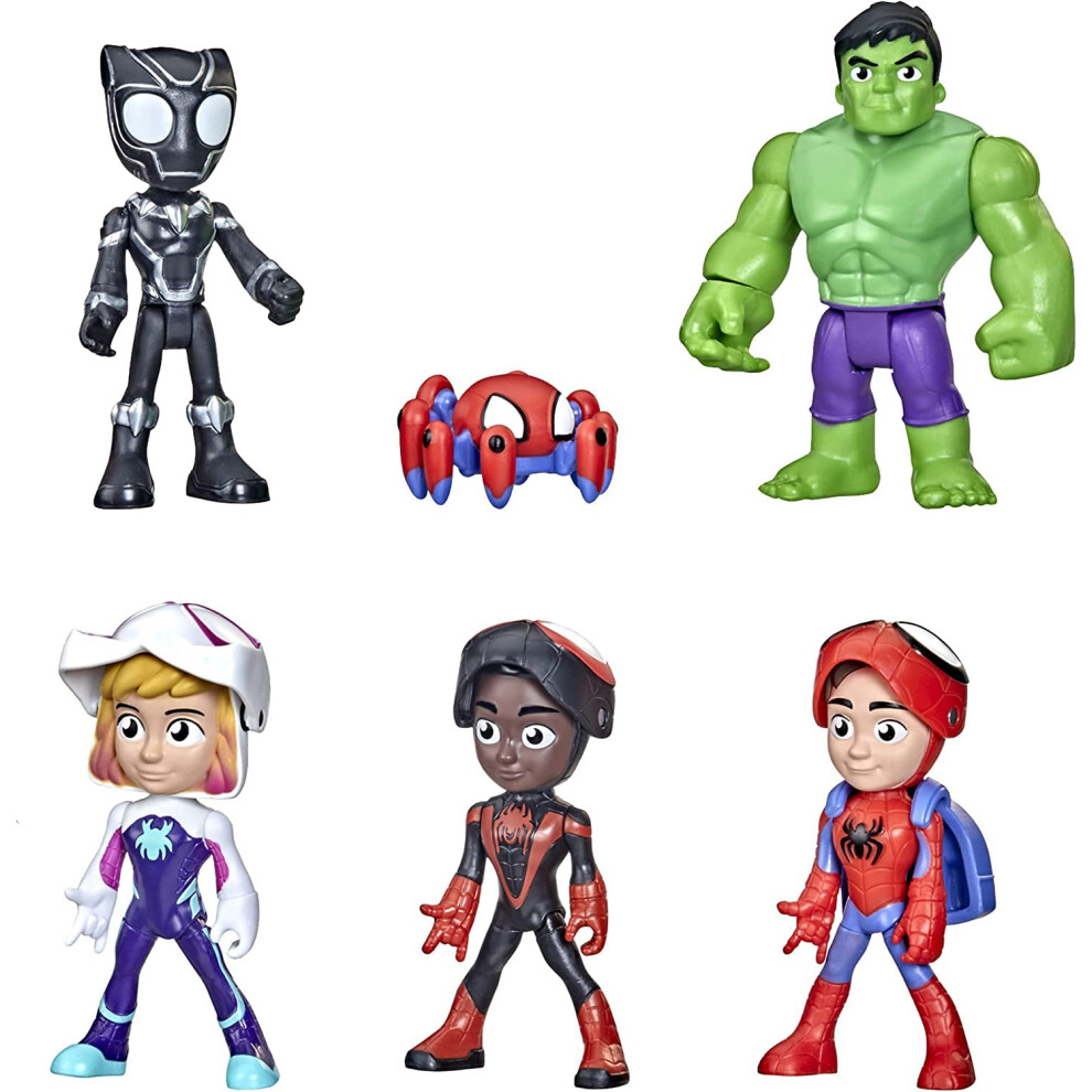 Hasbro Marvel Spidey And His Amazing Friends Hero Reveal Multipack With Mask-Flip, 4-Inch Action Figures, Ages 3+, Includes Spider-Man Team & Trace-E