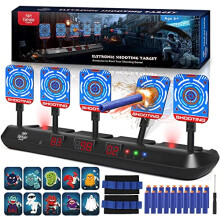 Nerf Target, 5 Electronic Digital Target for Nerf Guns, Shooting Targets with Auto-Reset, Scoring Target Includes 20 Bullets, Hand Wrist Bands,