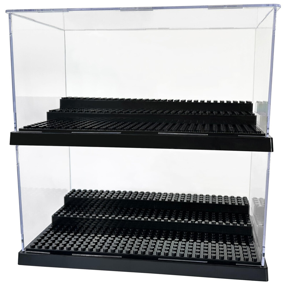 2 Pack Black Acrylic Brick Model Display Case Box for LEGO Minifigures Collectors