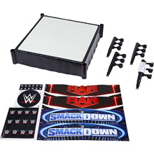 Mattel WWE Superstar Ring Playset med fjädrande matta, 4 evenemangsstickers & pro-spänns rep, 14 tum