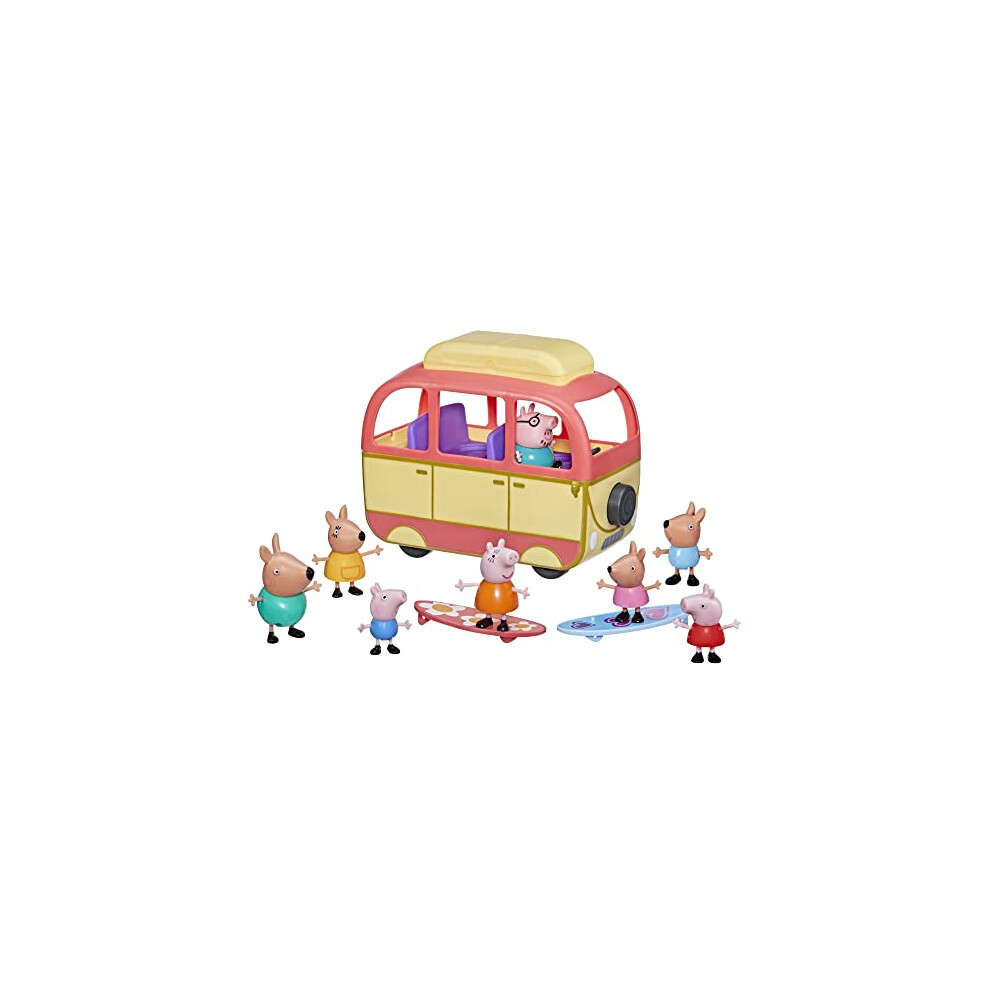 Peppa Visits Australia Campervan Vehicle Preschool Toy; Includes 8 Figures, 4 Accessories, for Ages 3 and Up