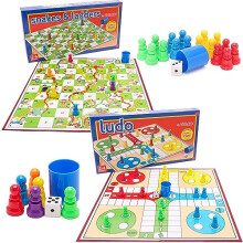 Toyland Classic Family Favourites Board Game Bundle - Snakes And Ladders & Ludo - Suitable Ages 3+