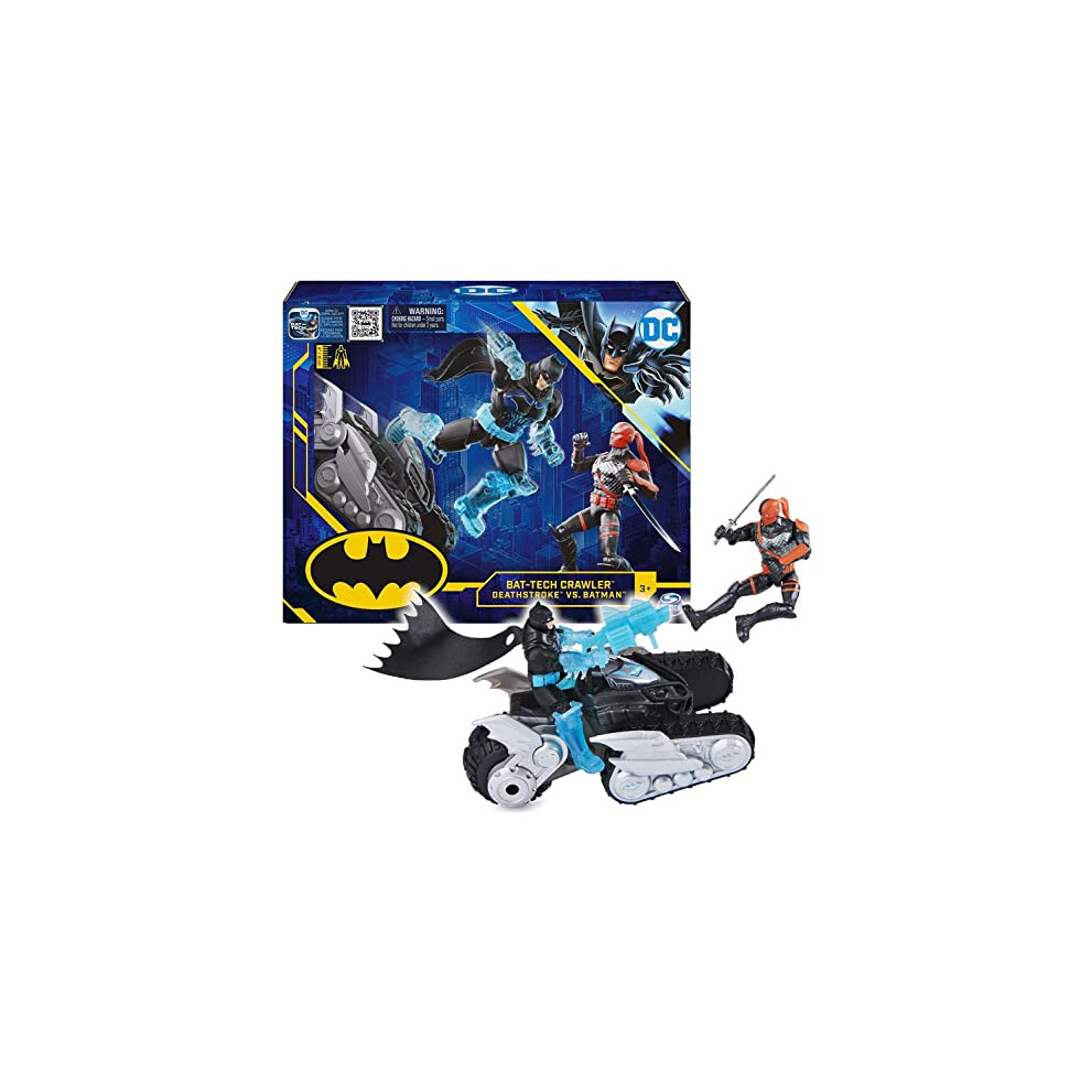 Dc Comics Batman Bat-Tech Crawler Vehicle, Amazon Exclusive Batman And Deathstroke 4-Inch Action Figures And Accessories (Only Available On Amazon)