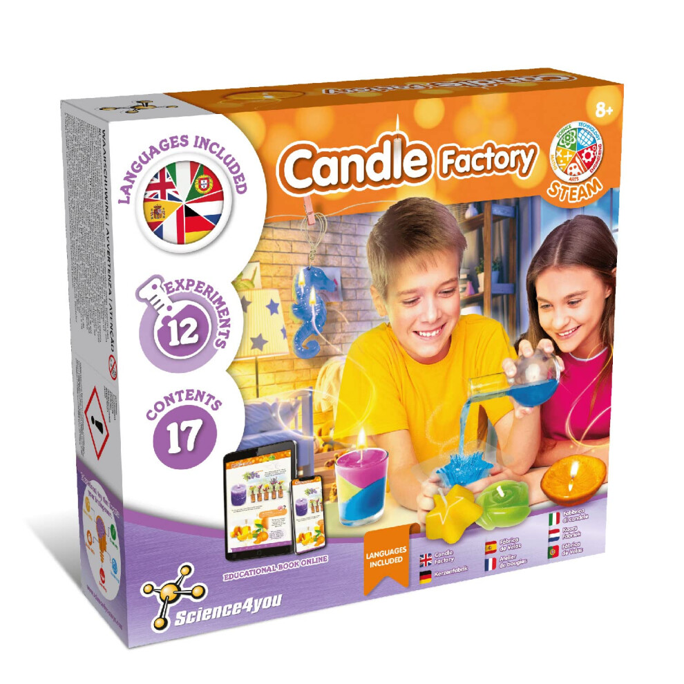 Science4you Candle Factory - Candle Kit For Kids - Make Your Own Candles With This Unique Candle Making Kit For Children With 12 Science Experiments For Kids