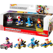 Mario Kart Vehicle 4-Pack, Set of 4 Fan-Favorite Characters Includes 1 Exclusive Model, Collectible Gift for Kids & Fans Ages 3 Years Old & Up