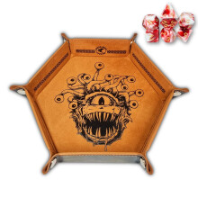 Dungeon Beholder Dice Rolling Mat, Dice Tray + Dice Set D&D Polyhedral DND 7pcs, Dungeons and Dragons, Dungeon Master, RPG.