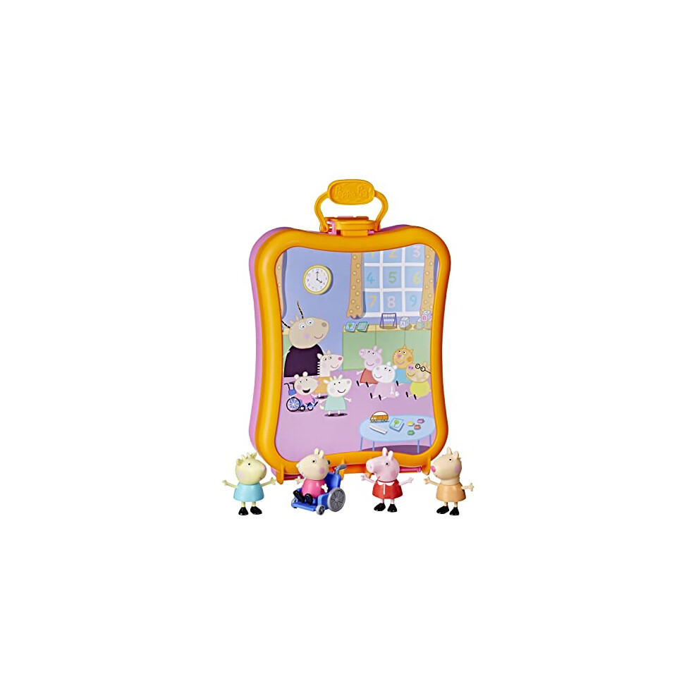 F3779FF2 Peppa's Club Friends Case Preschool Toy, Includes 4 Figures, Features Handle for On-The-Go Fun, for Ages 3 and Up, Multi