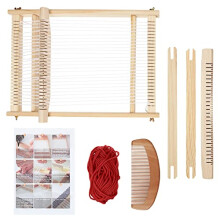 Weaving Loom Kit for Adults Beginners, 40x30cm Weaving Frame Loom, Multi-Craft Wooden Large Lap Frame Knitting Weaving Loom DIY Hand-Knitted Woven Set