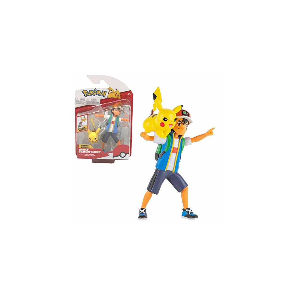 Pokémon Selection Battle Feature Figures Movable Deluxe Action Play Figure, Play Figure:ash & Pikachu