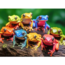 Cross & Glory - Rainbow Ribbit: Frog Ensemble - 1000 Piece Jigsaw Puzzle for Adults | Vibrant pussel | Premiumkvalitet | Unikt konstverk