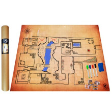 Dungeon Grid Game Mat + Markers and Eraser + 4 Chests, Table Top Battle Role Playing Map, D&D, Dungeons and Dragons, DND, Dungeon Master.
