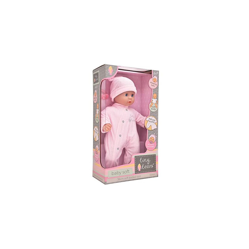 | Tiny Tears - Baby Soft - 38cm soft bodied doll in pink outfit: One of the UK's best loved doll brands! | Nurturing Dolls| Ages 10m+