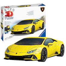 11562 Lamborghini Yellow Huracan 3D Jigsaw Puzzle for Kids and Adults Age 8 Years Up-108 Pieces-No Glue Required-New 2023