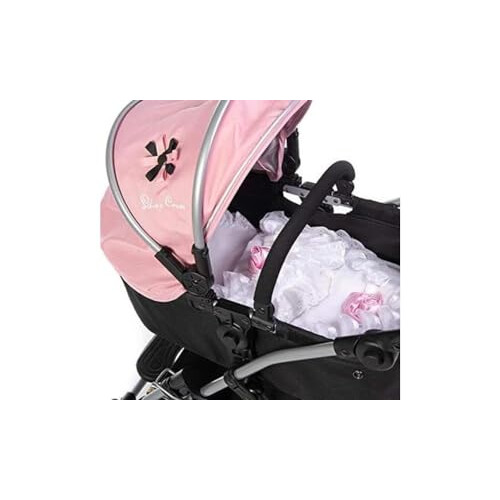 Roma Dolls Pram 2 Piece Bedding Set - white and pink rose