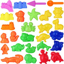Kids Beach Toys Sand Play Toys Sand Models Set - Safari Animals, Sea Creatures, Mini Castles, Tools Kit - Summer Outdoor Fun