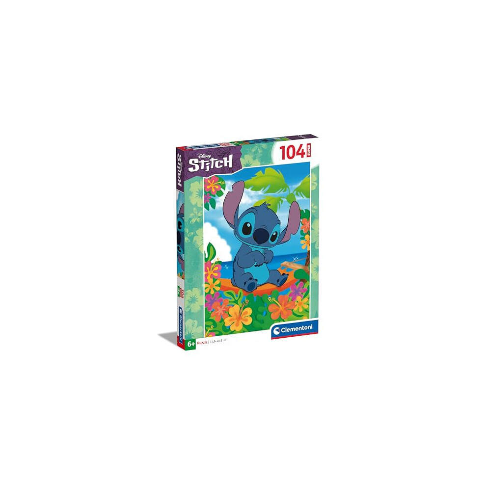 27572 Disney Stitch Supercolor Super Stitch-104 Pieces| Jigsaw Kids Age 6| Puzzle Cartoon| Made in Italy, Multilingual