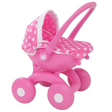 My First 4-IN-1 Pram | Pink Childrens Dolly Pram | Childrens Baby Doll Pushchair Buggy Stroller, Carry Cot, Baby Seat | Dolls Accessories For Kids