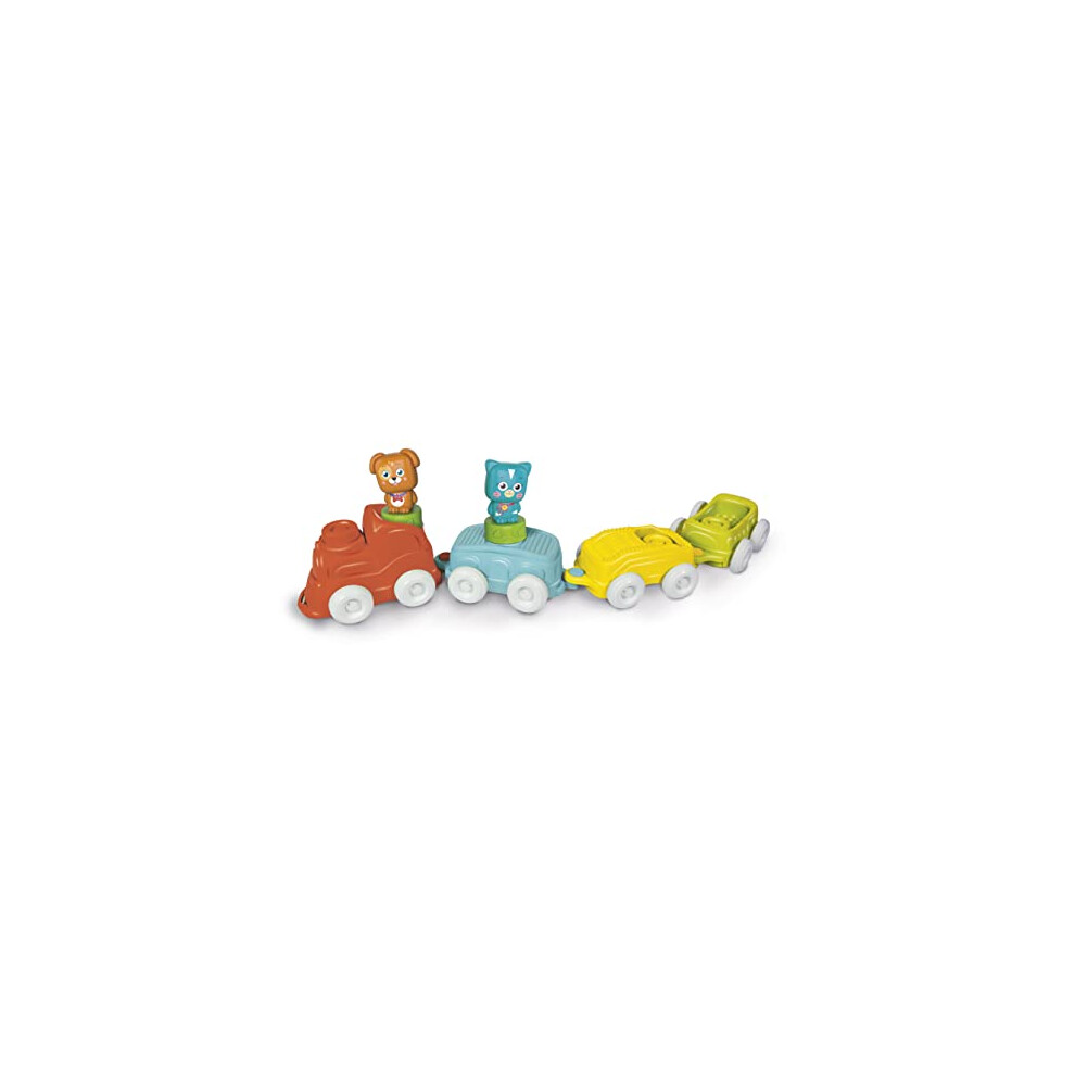 80516 Clemmy-Soft Animals Train-Infant Toys 6 Months (Italian, English, French, German, Spanish, Dutch and Polish), Made in Italy, Multicolor