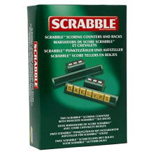 | Scrabble: Pack of 2 Classic Scoring Counters and Moulded Tile Racks | Classic Games | Word Games | For 2-4 Players | Ages 10+