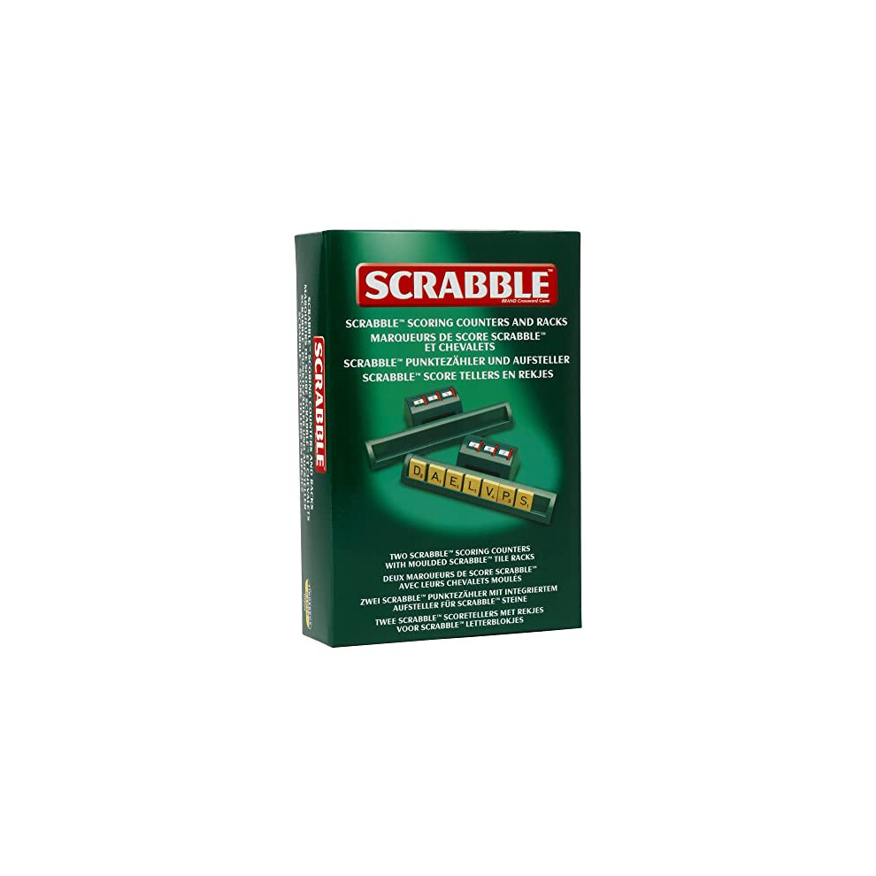 | Scrabble: Pack of 2 Classic Scoring Counters and Moulded Tile Racks | Classic Games | Word Games | For 2-4 Players | Ages 10+