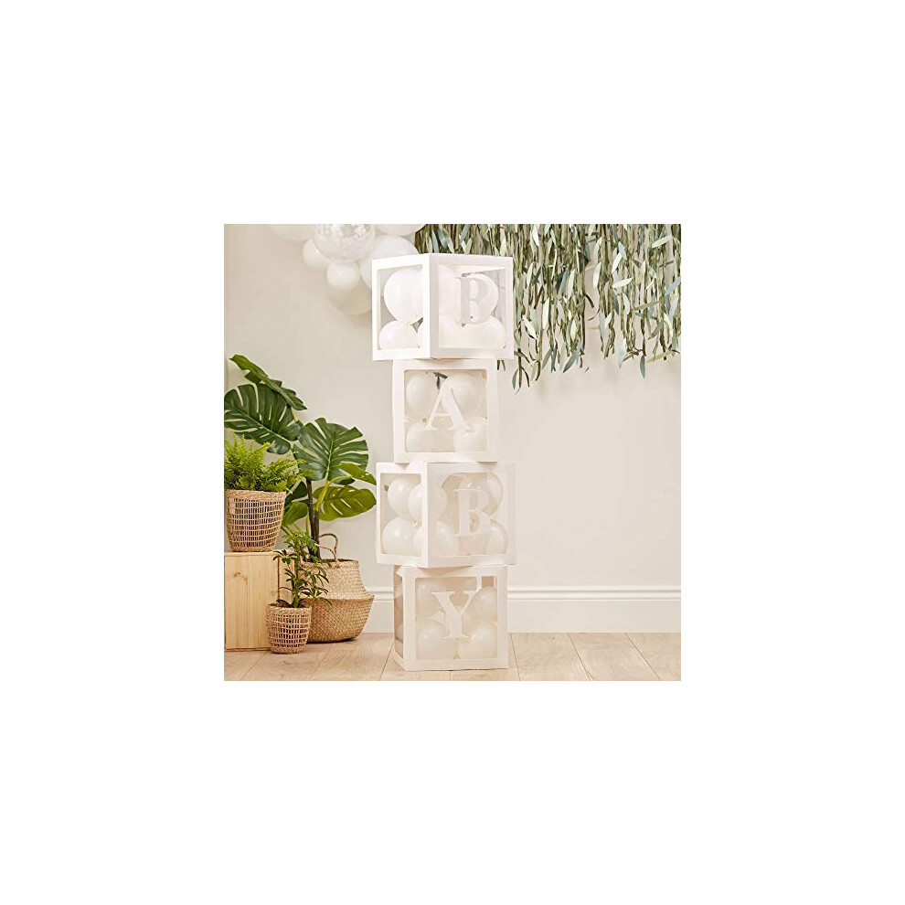 Botanical Baby Shower Pop Up Balloon Blocks with Letters White