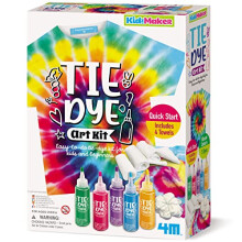 404787 KidzMaker Arts and Crafts 8+ | Easy Kit for Kids and Beginners | Includes Tie Dye Bottles and 4 Towels, Multi Coloured, 38 x 38 cm
