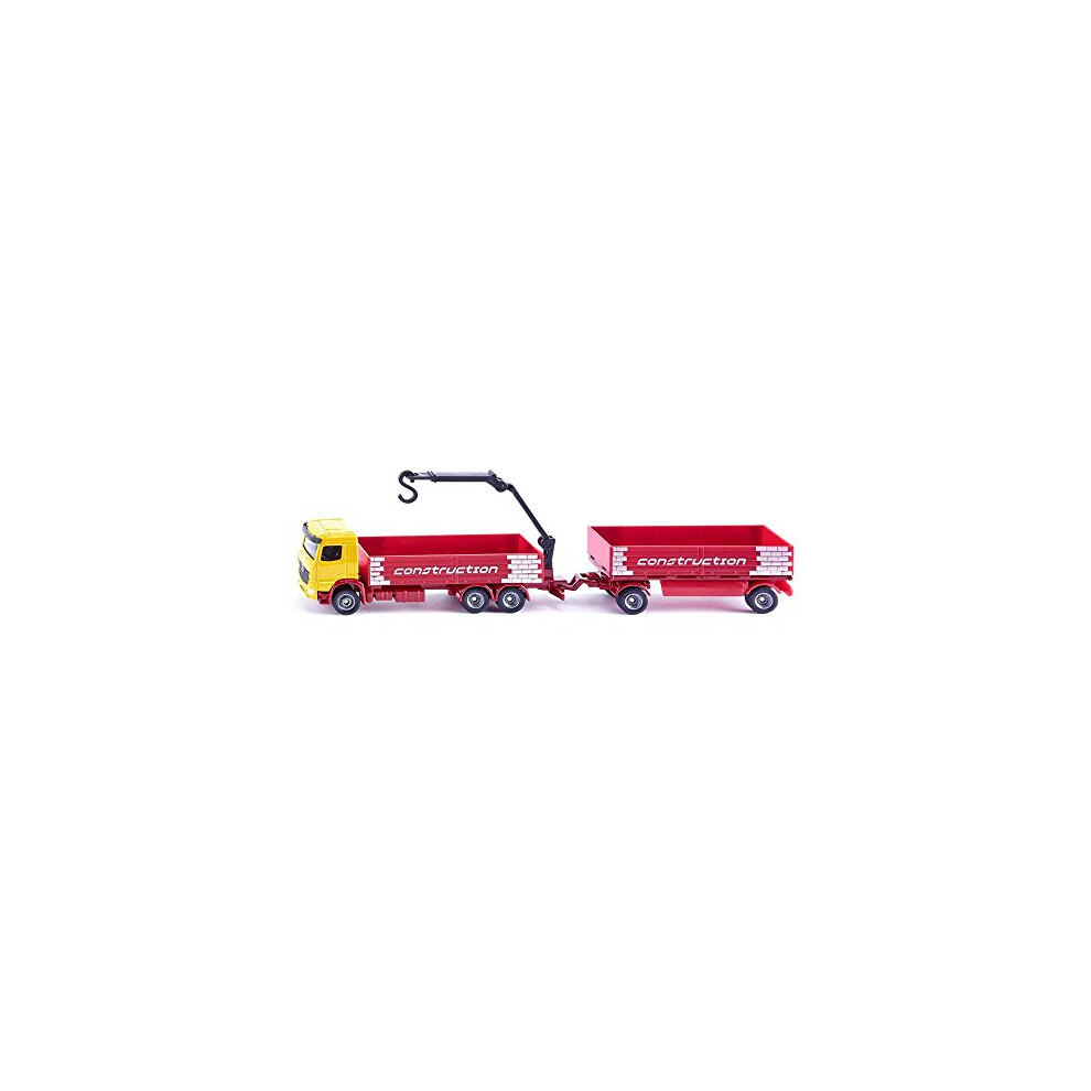 1797, Construction Material Lorry with Trailer, 1:87, Metal/Plastic, Red/Yellow, Movable crane