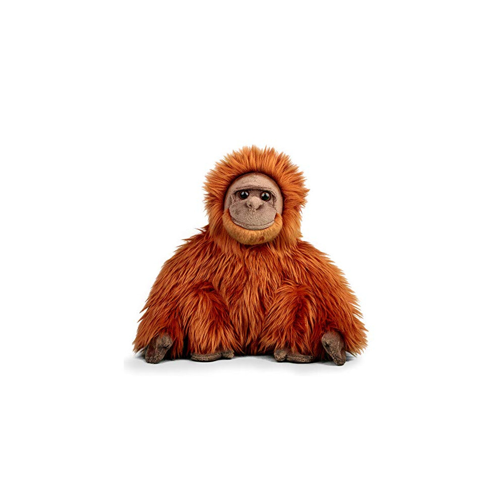 37561 World of Nature Animal Animigos Plush Orangutan, Toy in Realistic Design, Cuddly Soft, Approx. 30 cm Tall, Orange