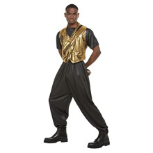 80s Hammer Time Costume,Black,XL - Size 46"-48"