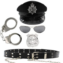 Sexy Police Woman Outfit Accessory Set | Includes Police Hat Badge, Belt, Glasses, Cuff | Halloween | Valentines