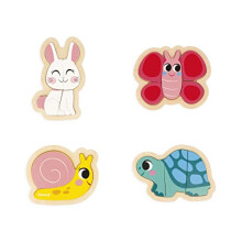 4 Wooden 2 to 5 Pieces-Garden Animal-Themed Puzzles-Children's Toys-Educational Games-Early-Years Toys-18 Months +, J07116, Multicolor Plush Soft Toy