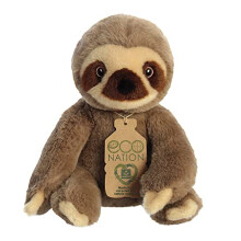 Aurora, 35003, Eco Nation Sloth, 9.5In, Recycled Soft Toy, Brown - Plush Soft Toy