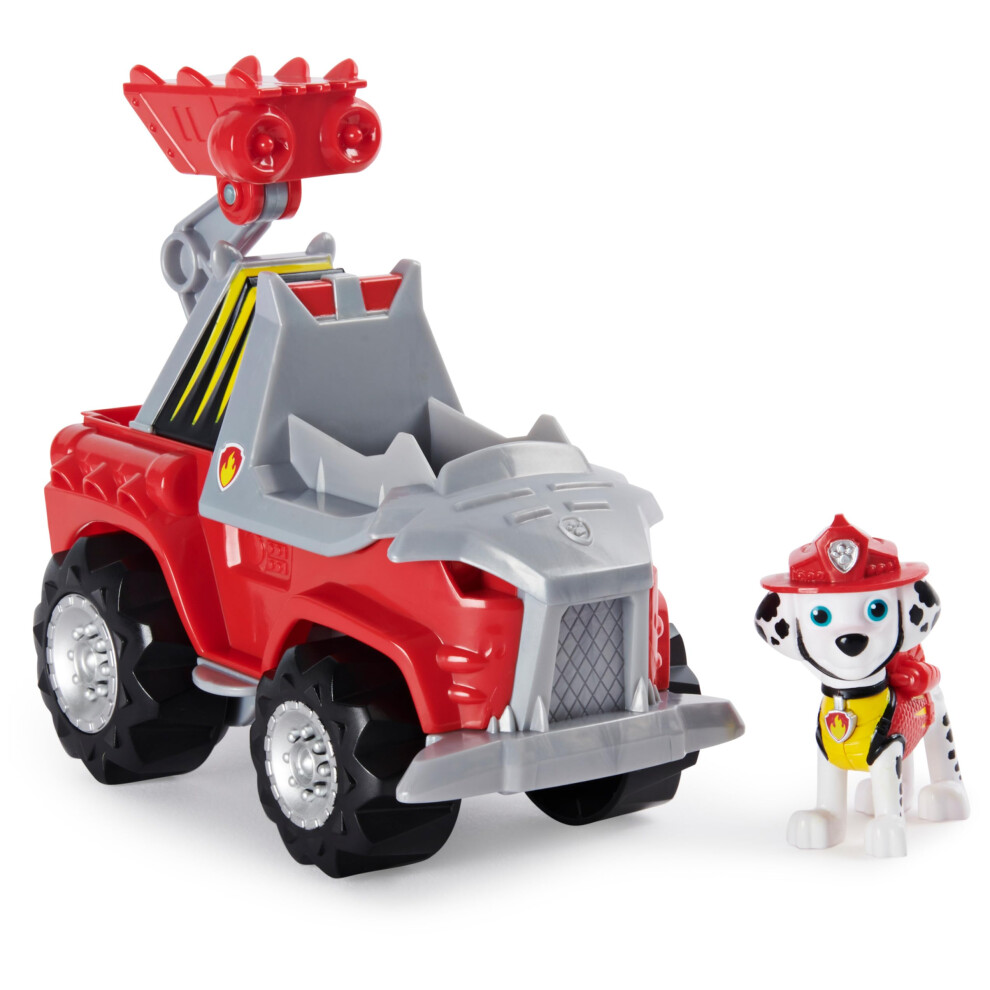 Paw Patrol, Dino Rescue Marshall's Deluxe Rev Up Vehicle with Mystery Dinosaur Figure