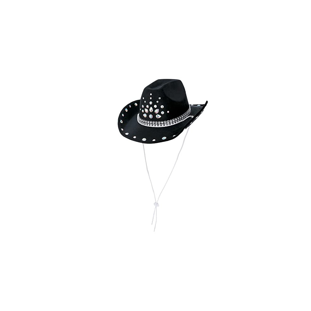 Smiffy's 53047 Rhinestone Cowboy Hat, Unisex Adult, Black & Silver, One Size