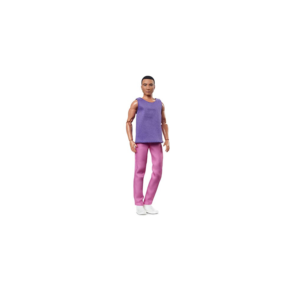 Ken Doll, Looks, Black Hair, Color Block Outfit, Purple Mesh Top with Pink Pants, Style and Pose, Fashion Collectibles, HJW84 Multicolor