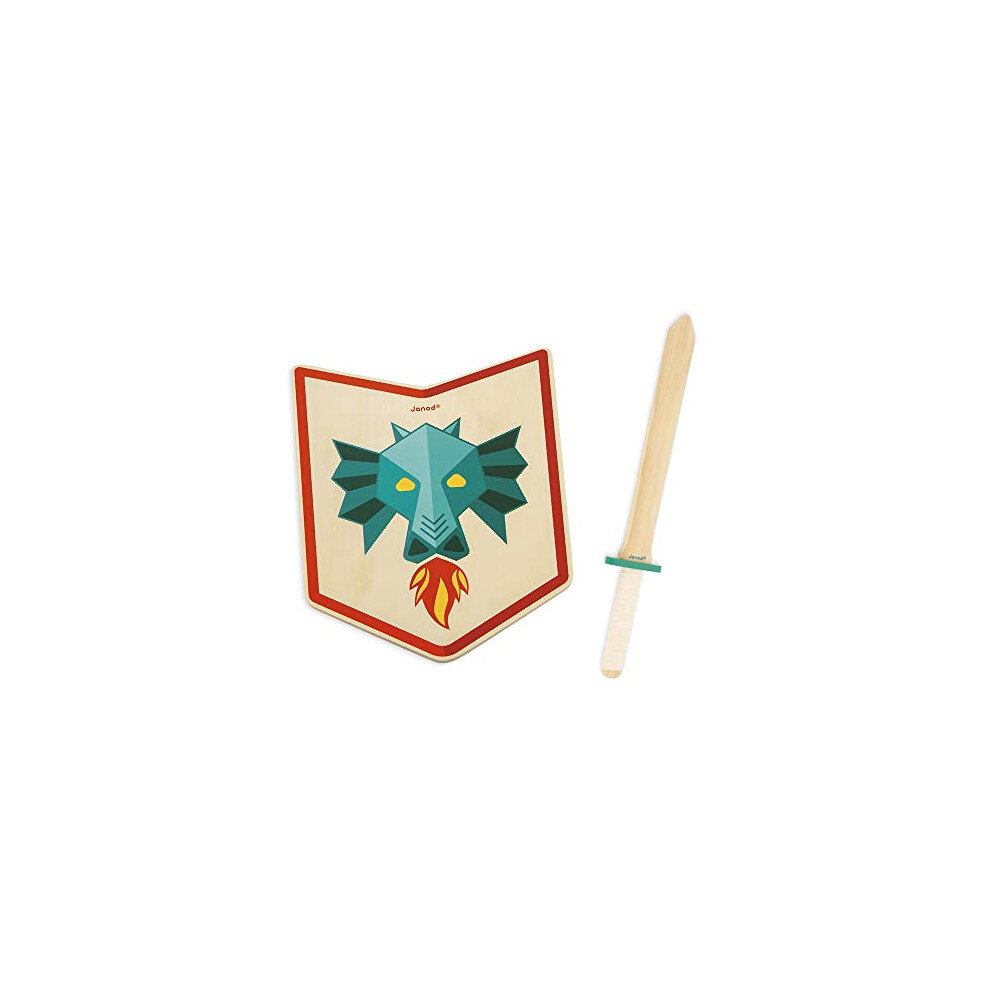 - Dragon Knight Set - Wooden Shield and Sword - Pretend Play Toy - Outdoor Game - Educational Game: Imagination and Motor Skills - FSC-Certified - For