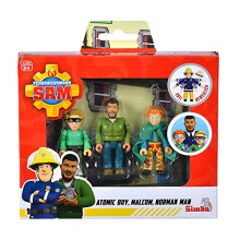 109251091 Fireman Sam Superhero Figure Set, Policeman Malcom, Norman and James, Fully Movable, 7.5 cm