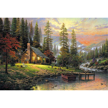SuperPower Premium 1000 Piece Autumn Forest River Landscape Warm Oil Painting Wooden Jigsaw Puzzles Toys for Adults Games Family Wall Decoration