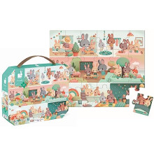 - 3 Years+ - 24-Piece ‘One Day' Children's Puzzle - Educational Game - Fine Motor Skills and Concentration - Suitcase-Shaped Box with Handle -